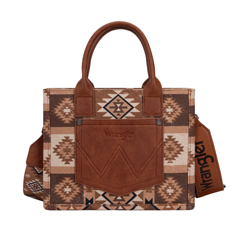Wrangler Ladies Aztec Dual Sided Brown Crossbody Tote Bag WG2209-8120SBR