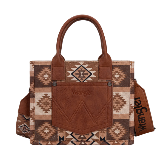 Wrangler Ladies Aztec Dual Sided Brown Crossbody Tote Bag WG2209-8120SBR