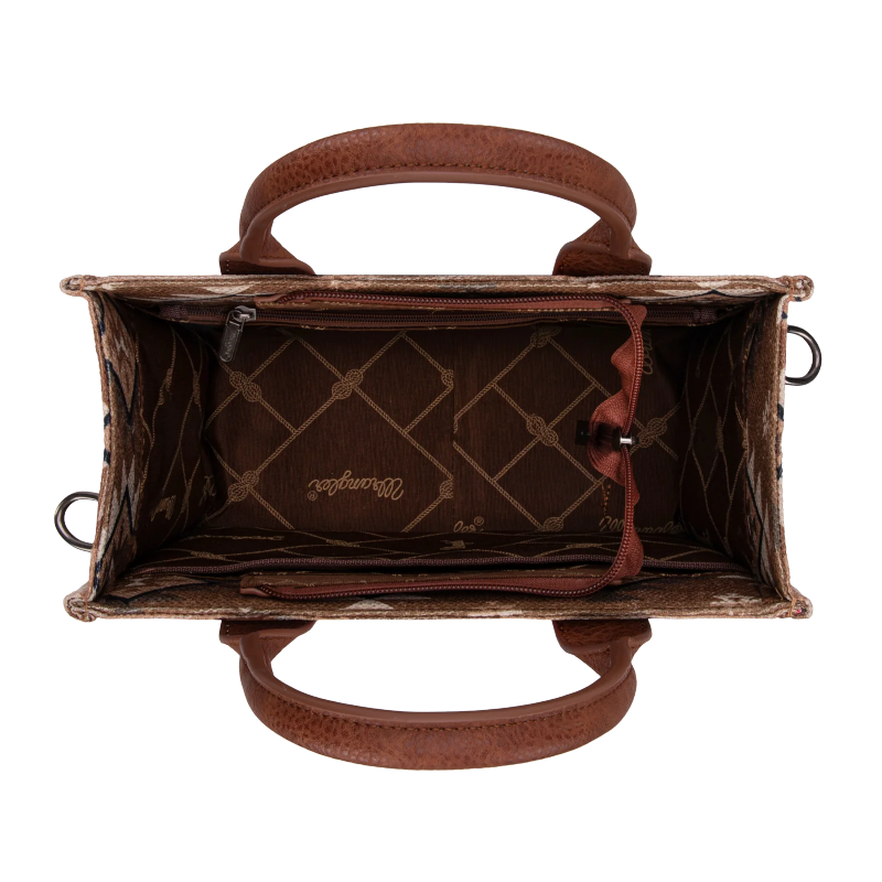 Wrangler Ladies Aztec Dual Sided Brown Crossbody Tote Bag WG2209-8120SBR