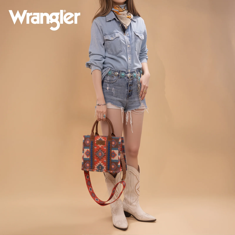Wrangler Ladies Aztec Dual Sided Burgundy Crossbody Tote Bag WG2209-8120SBDY