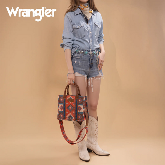 Wrangler Ladies Aztec Dual Sided Burgundy Crossbody Tote Bag WG2209-8120SBDY