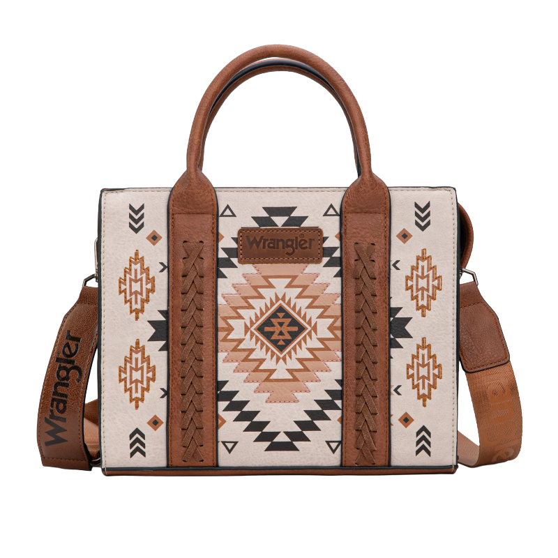 Wrangler Ladies Aztec Pattern Print Tan Tote Crossbody Bag WG2206-8120STN
