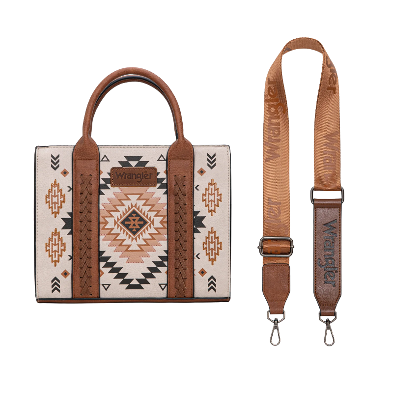Wrangler Ladies Aztec Pattern Print Tan Tote Crossbody Bag WG2206-8120STN