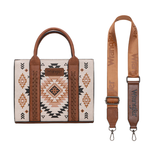 Wrangler Ladies Aztec Pattern Print Tan Tote Crossbody Bag WG2206-8120STN