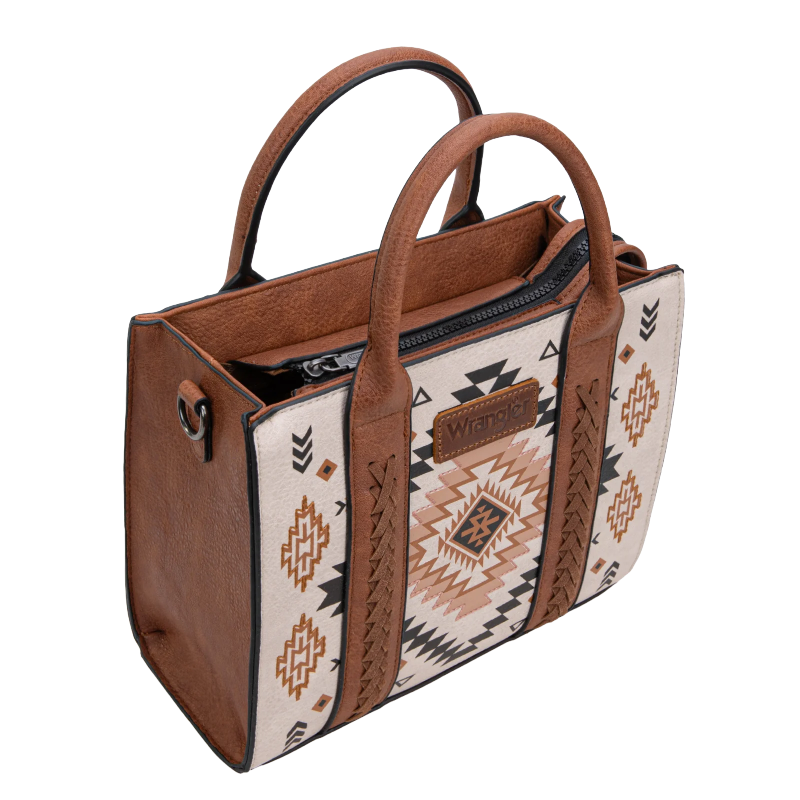 Wrangler Ladies Aztec Pattern Print Tan Tote Crossbody Bag WG2206-8120STN