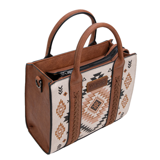 Wrangler Ladies Aztec Pattern Print Tan Tote Crossbody Bag WG2206-8120STN