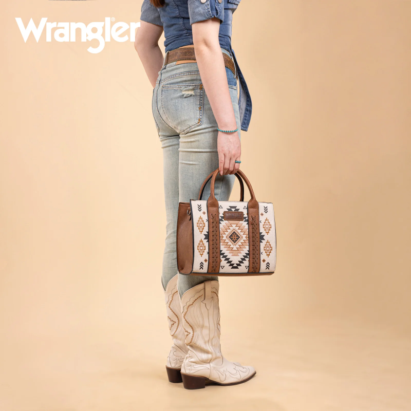 Wrangler Ladies Aztec Pattern Print Tan Tote Crossbody Bag WG2206-8120STN