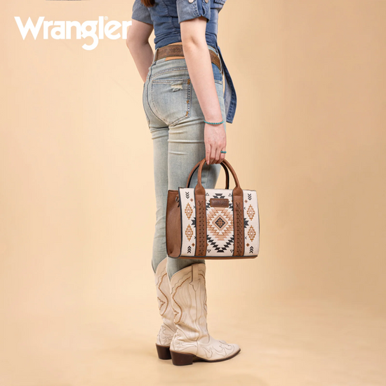 Wrangler Ladies Aztec Pattern Print Tan Tote Crossbody Bag WG2206-8120STN