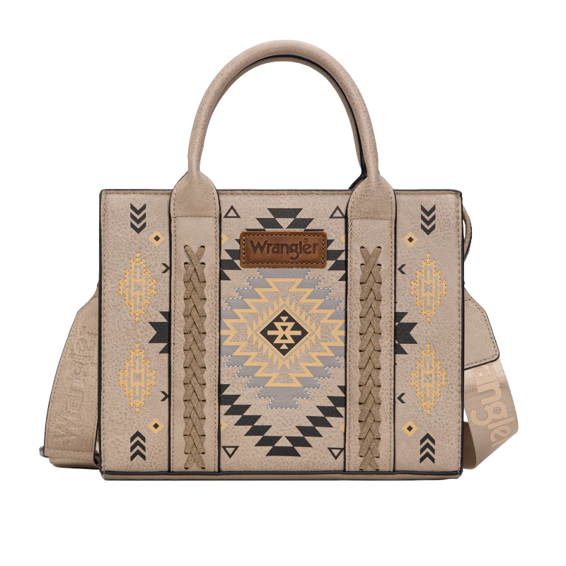 Wrangler Ladies Aztec Pattern Print Khaki Tote Crossbody Bag WG2206-8120SKH