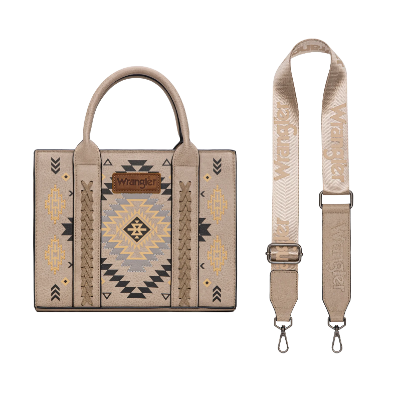 Wrangler Ladies Aztec Pattern Print Khaki Tote Crossbody Bag WG2206-8120SKH