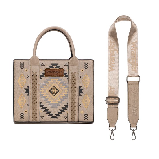Wrangler Ladies Aztec Pattern Print Khaki Tote Crossbody Bag WG2206-8120SKH