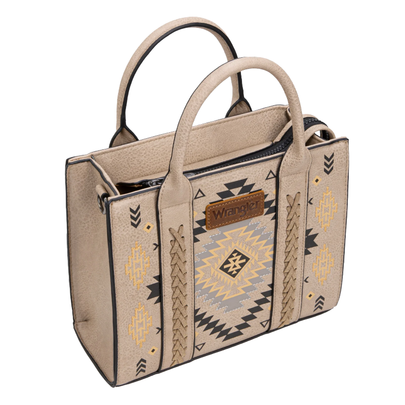 Wrangler Ladies Aztec Pattern Print Khaki Tote Crossbody Bag WG2206-8120SKH