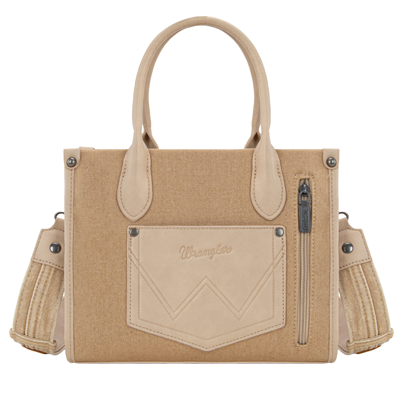 Wrangler Ladies Woven Denim Concealed Carry Tan Tote Bag WG210-8120STN