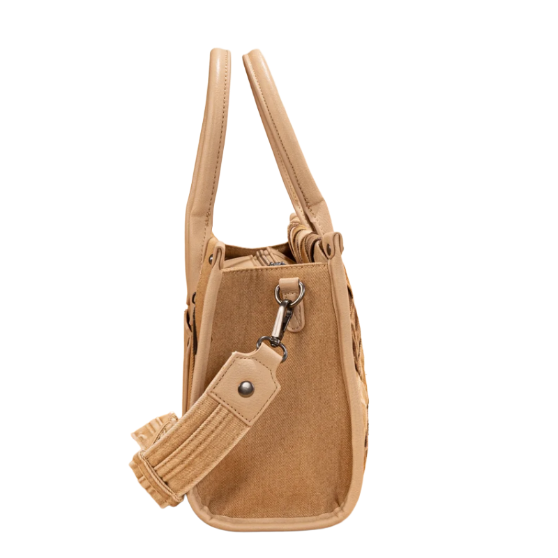 Wrangler Ladies Woven Denim Concealed Carry Tan Tote Bag WG210-8120STN