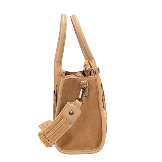 Wrangler Ladies Woven Denim Concealed Carry Tan Tote Bag WG210-8120STN