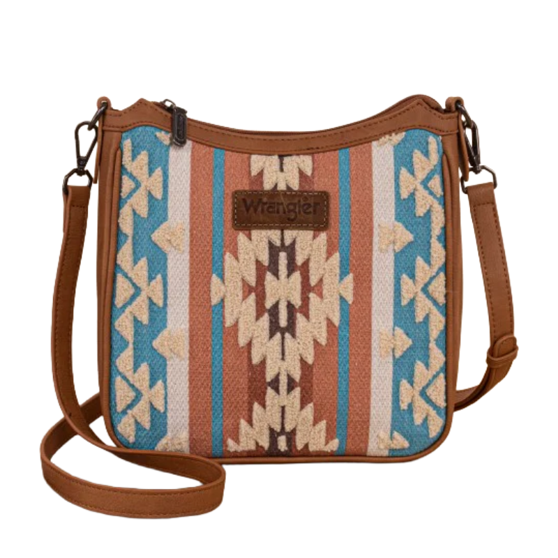 Wrangler Ladies Sherpa Aztec Canvas Brown Crossbody Bag WG275-2003BR