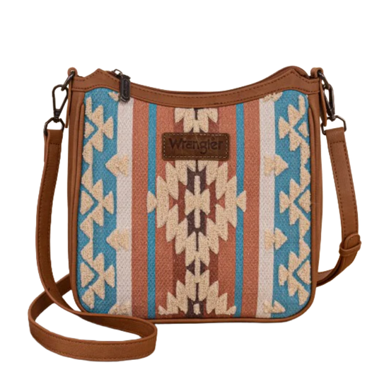 Wrangler Ladies Sherpa Aztec Canvas Brown Crossbody Bag WG275-2003BR