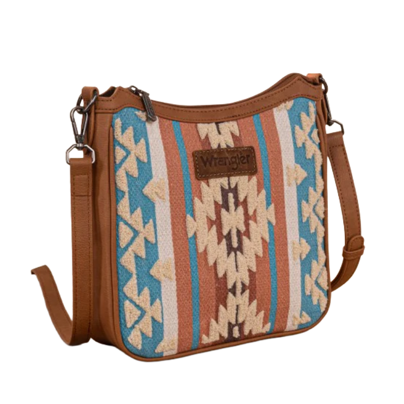 Wrangler Ladies Sherpa Aztec Canvas Brown Crossbody Bag WG275-2003BR