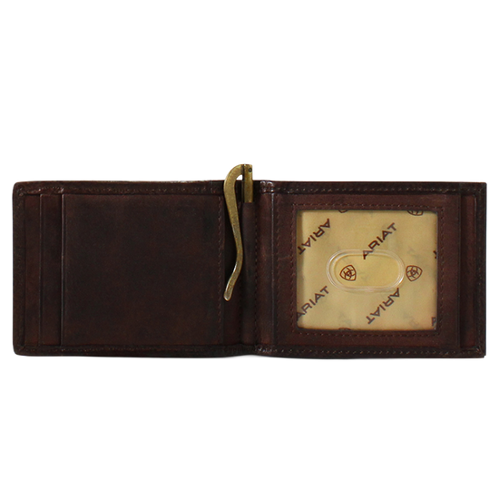 Ariat Men's Brown Tooled Leather & Aztec Rug Money Clip A3552102