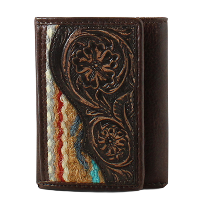 Ariat Men's Brown Leather Rug Trifold Wallet A3552202