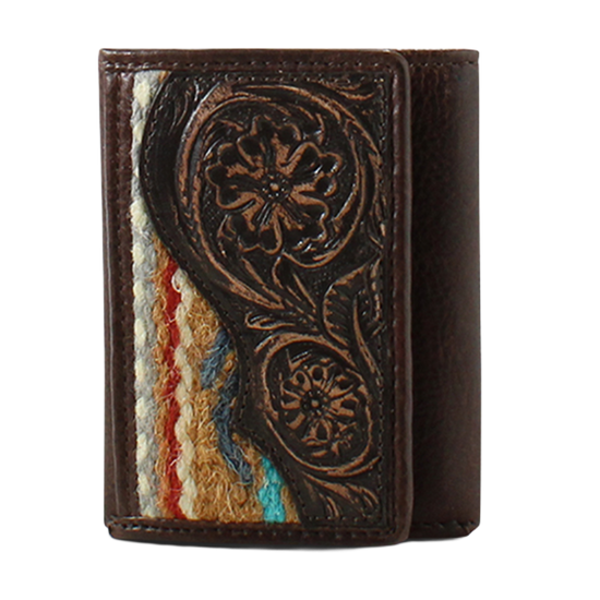 Ariat Men's Brown Leather Rug Trifold Wallet A3552202