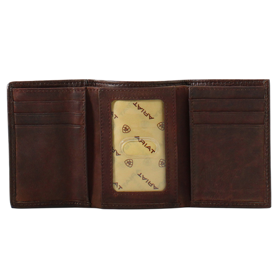 Ariat Men's Brown Leather Rug Trifold Wallet A3552202