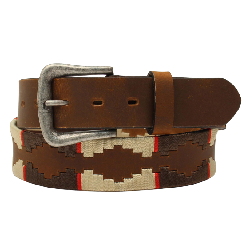 Nocona Men's Square Brown Embroidered Leather Belt N210005905