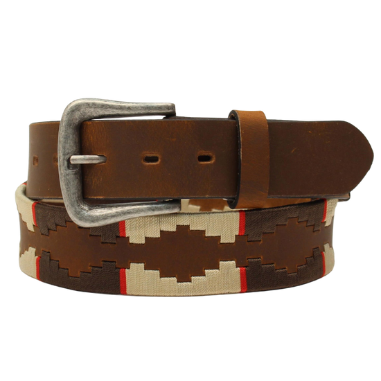 Nocona Men's Square Brown Embroidered Leather Belt N210005905