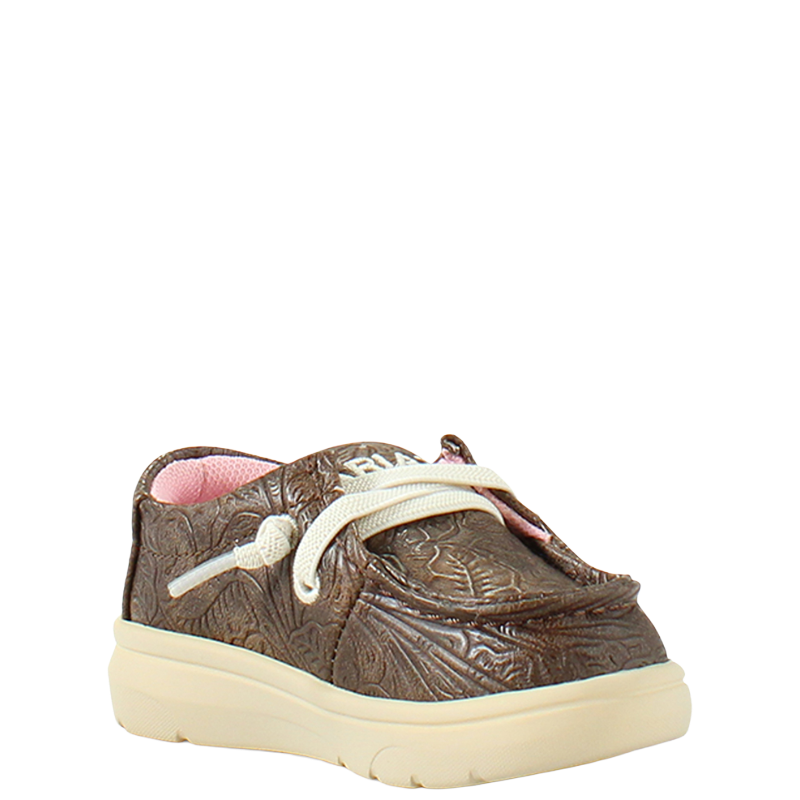 Ariat Lil' Stompers Toddler Girl's Brown Hilo Floral Leather Slip On Shoe A443002034