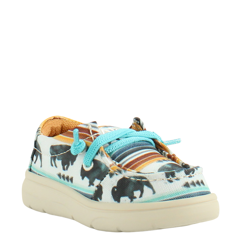 Ariat Lil' Stompers Toddler Boy's Blue Buffalo Print Slip On Hilo A443001997