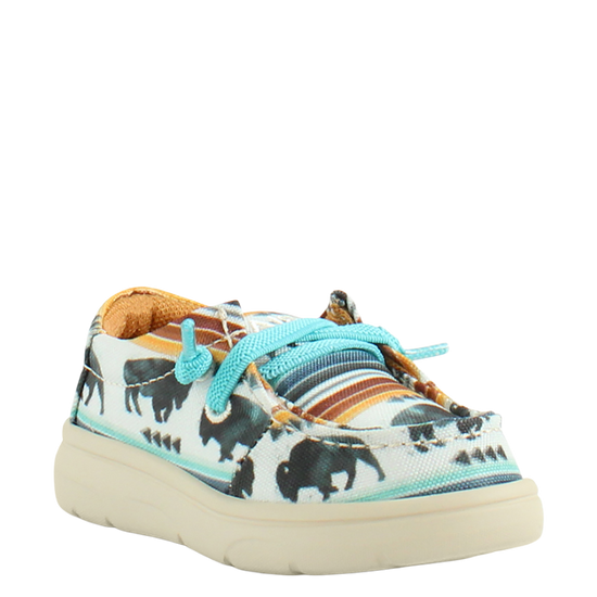 Ariat Lil' Stompers Toddler Boy's Blue Buffalo Print Slip On Hilo A443001997