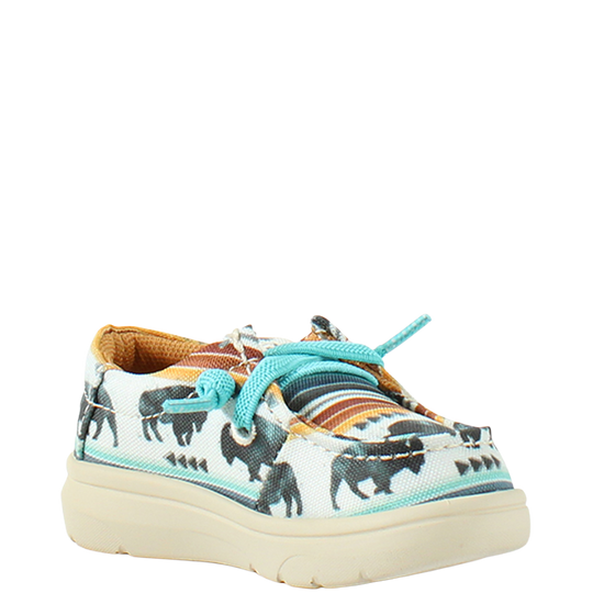 Ariat Lil' Stompers Toddler Boy's Blue Buffalo Print Slip On Hilo A443001997