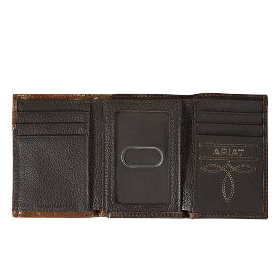 Ariat Men's Brown Braided Trim Trifold Wallet A35541282