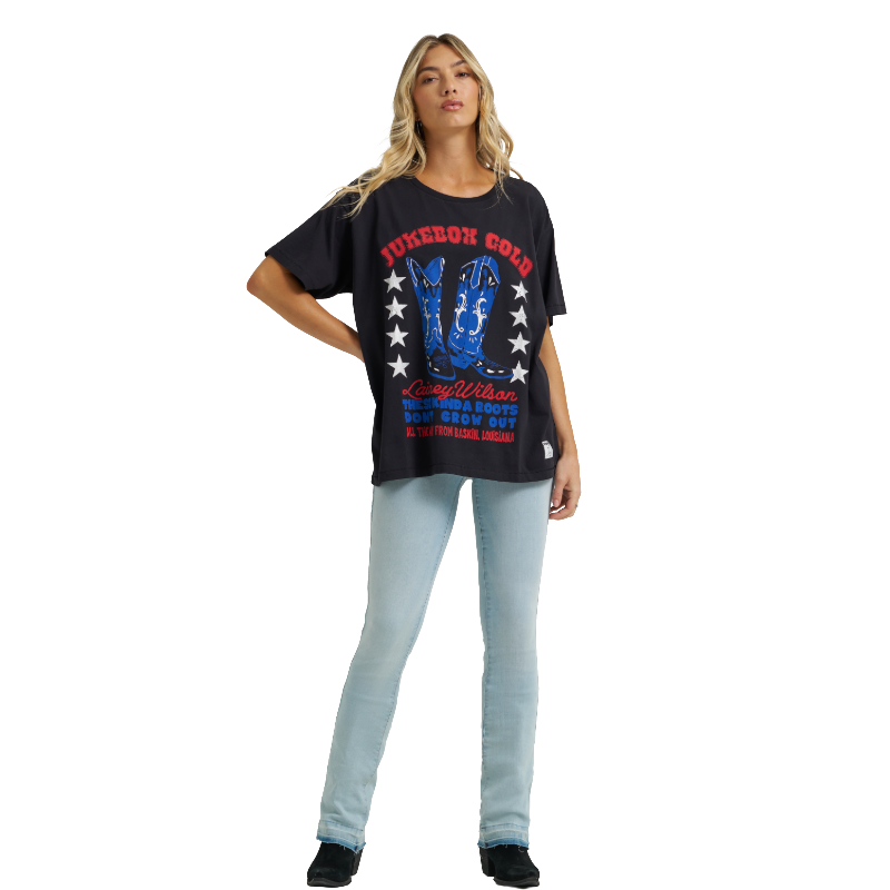 Wrangler X Lainey Wilson Ladies Jukebox Black T-Shirt 112373698