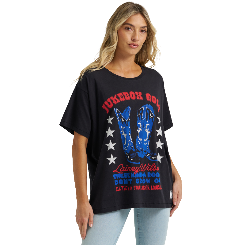 Wrangler X Lainey Wilson Ladies Jukebox Black T-Shirt 112373698