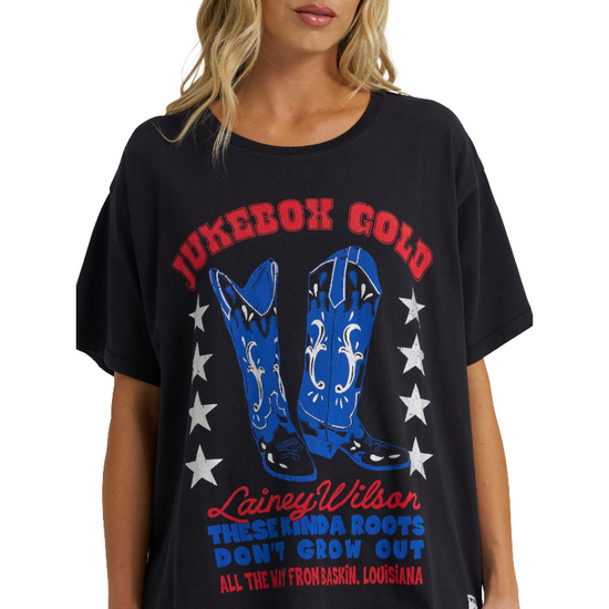 Wrangler X Lainey Wilson Ladies Jukebox Black T-Shirt 112373698