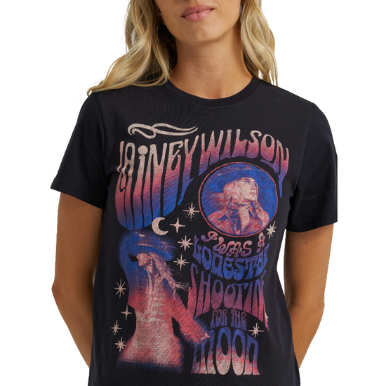 Wrangler X Lainey Wilson Ladies To The Moon Black T-Shirt 112373699