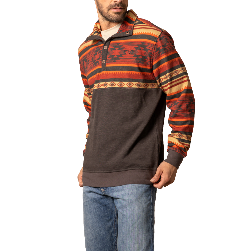 Kimes Ranch Men's Tack Aztec Brown 1/4 Snap Pullover MSW0000034-BN001