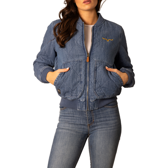 Kimes Ranch Ladies Marino Light Wash Indigo Bomber Jacket WJA0000007-BL061