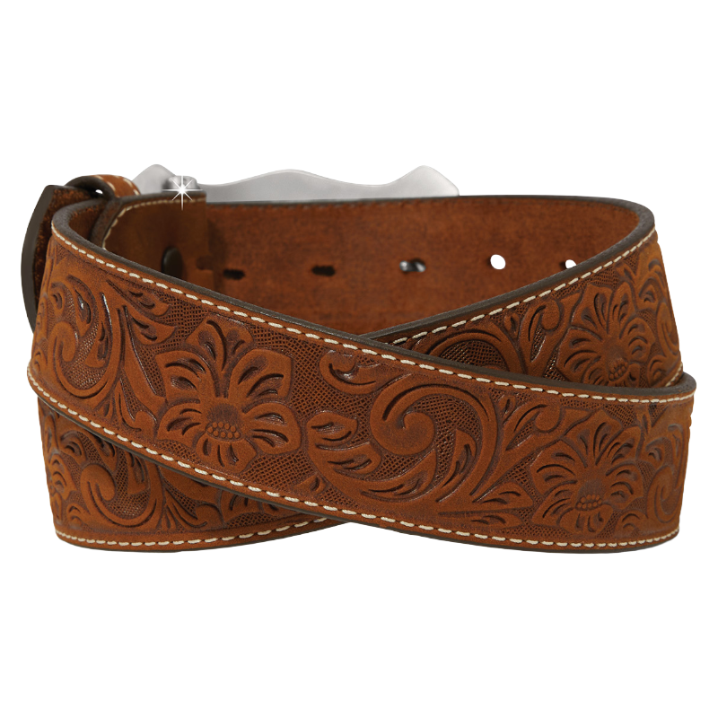 Justin Men's Classic Longhorn Aged Bark Brown Belt C11198