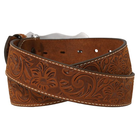 Justin Men's Classic Longhorn Aged Bark Brown Belt C11198