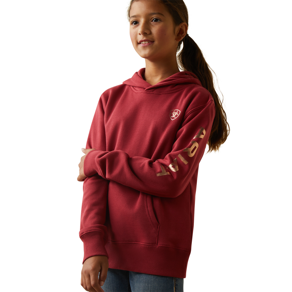Ariat Youth Girl's Real Earth Red Arm Logo Fleece Hoodie 10043454
