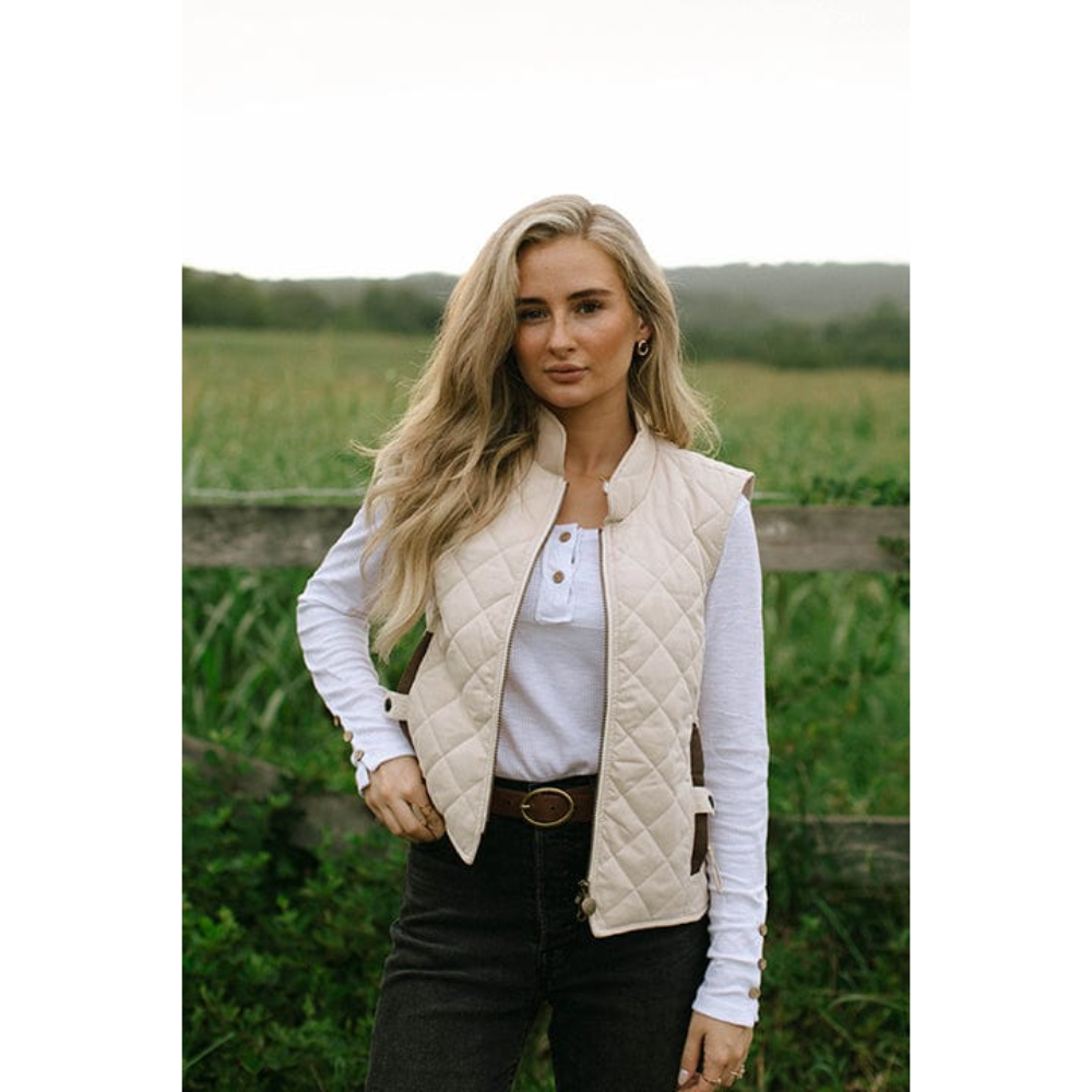 Outback Trading Co. Ladies Quilted Cream Riding Vest 40321-CRM