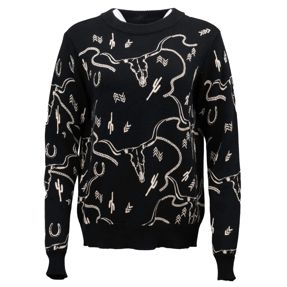 Outback Trading Co. Ladies Ainsley Graphic Black Sweater 40318-BLK