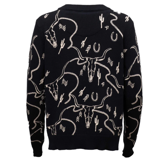 Outback Trading Co. Ladies Ainsley Graphic Black Sweater 40318-BLK