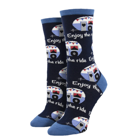 SockSmith® Ladies Enjoy The Ride Navy Crew Socks WNC2382-NAV