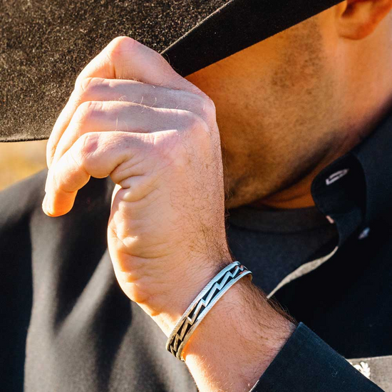 Montana Silversmiths Men's Electric Horseman Silver Cuff Bracelet BC6150