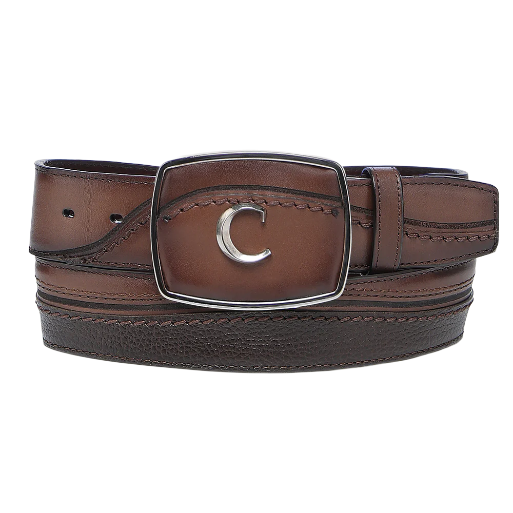 Cuadra Men's Embroidered Honey Brown Western Rodeo Belt BC426