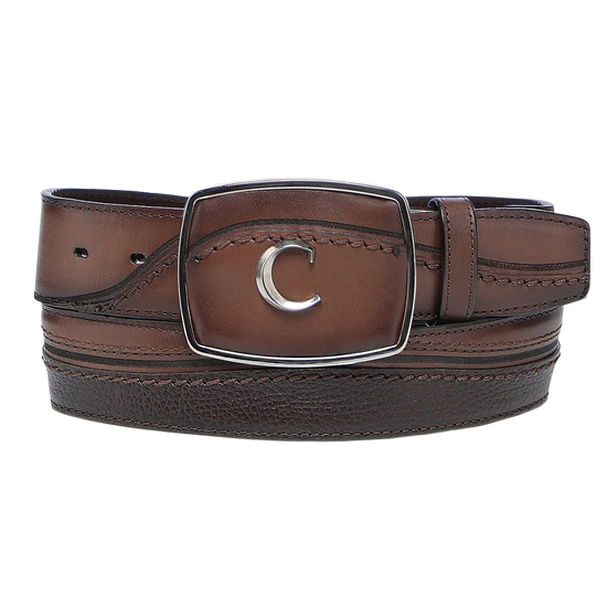 Cuadra Men's Embroidered Honey Brown Western Rodeo Belt BC426