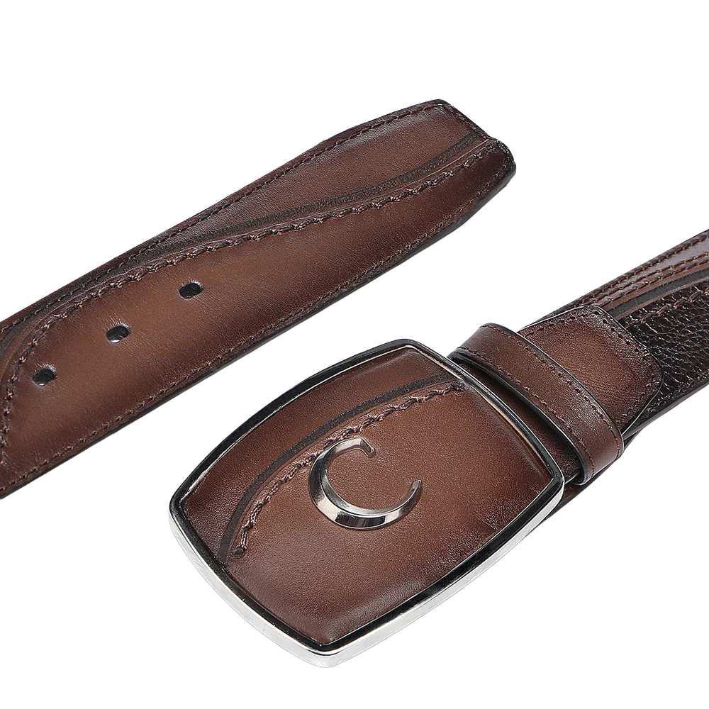 Cuadra Men's Embroidered Honey Brown Western Rodeo Belt BC426